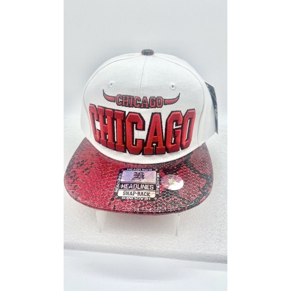 Chicago Hat Cap Snapback Adjustable Embroidered Adult Faux Snake Skin